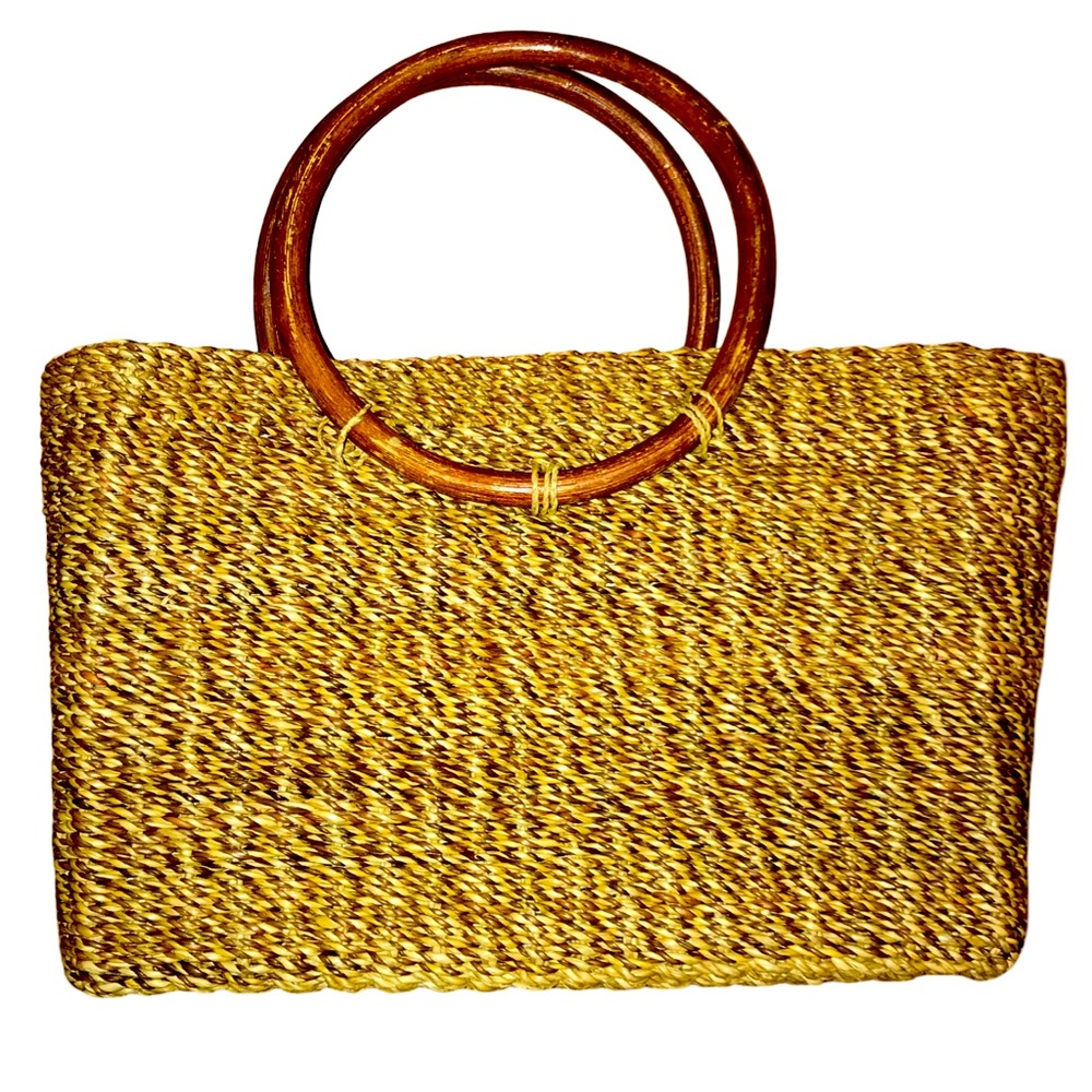 Tan Straw Unbranded Picnic Clutch